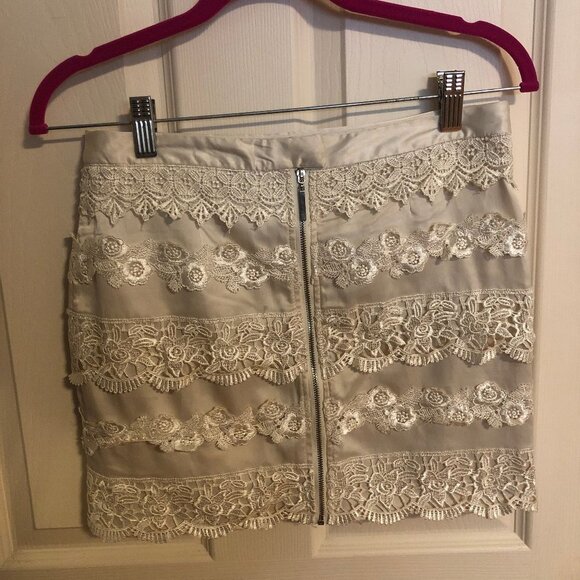 Womens Sans Souci Lace Detail Silk Skirt Size M - Picture 2 of 3